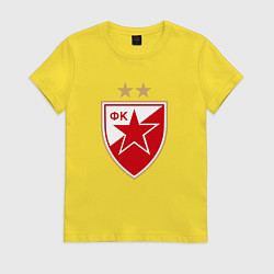 Футболка хлопковая женская Црвена звезда сербия, цвет: желтый