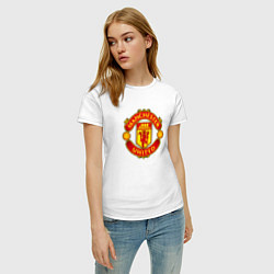 Футболка хлопковая женская Манчестер Юнайтед фк спорт, цвет: белый — фото 2