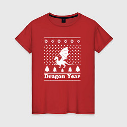 Футболка хлопковая женская Sweater dragon year, цвет: красный