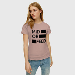 Футболка хлопковая женская Mid or feed, цвет: пыльно-розовый — фото 2