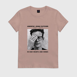 Футболка хлопковая женская Depeche Mode - Andy Fletcher, цвет: пыльно-розовый