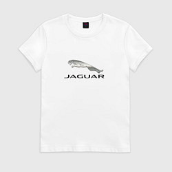 Футболка хлопковая женская Ягуар спорт кар, цвет: белый