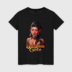 Футболка хлопковая женская Karlah - Baldurs gate - ahegao, цвет: черный