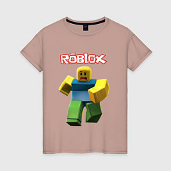 Футболка хлопковая женская Roblox бегущий персонаж, цвет: пыльно-розовый