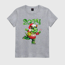 Футболка хлопковая женская Новогодний дракон 2024, цвет: меланж