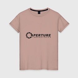 Футболка хлопковая женская Aperture Laboratories логотип, цвет: пыльно-розовый