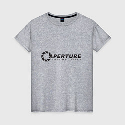 Футболка хлопковая женская Aperture Laboratories логотип, цвет: меланж