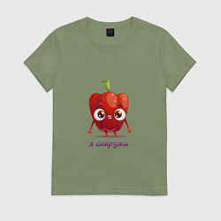 Футболка хлопковая женская Перец в ярости, цвет: авокадо