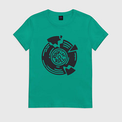 Футболка хлопковая женская Рок винил, цвет: зеленый