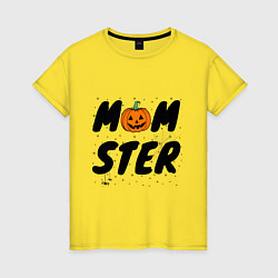 Футболка хлопковая женская Мама монстр, цвет: желтый