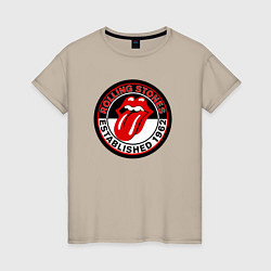 Футболка хлопковая женская Rolling Stones established 1962, цвет: миндальный