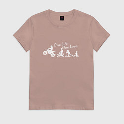 Футболка хлопковая женская One life one love wite, цвет: пыльно-розовый