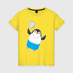 Женская футболка Пингвин волейболист