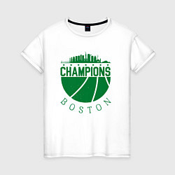 Футболка хлопковая женская Boston champions, цвет: белый