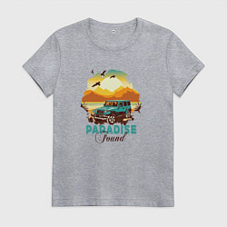 Футболка хлопковая женская Красивый закат и джип, цвет: меланж