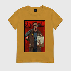 Футболка хлопковая женская Postal - petition, цвет: горчичный