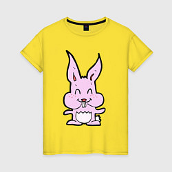 Футболка хлопковая женская Счастливый кролик, цвет: желтый