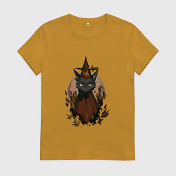 Футболка хлопковая женская Мэй Боровски в костюме, цвет: горчичный