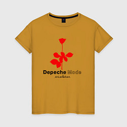 Футболка хлопковая женская Depeche Mode - Violator album logo, цвет: горчичный