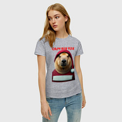 Футболка хлопковая женская Capy new year, цвет: меланж — фото 2