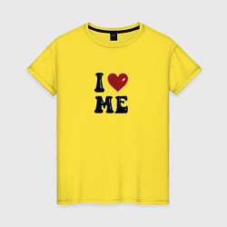 Футболка хлопковая женская I love me - heart y2k, цвет: желтый