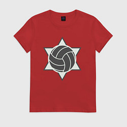 Футболка хлопковая женская Star volley, цвет: красный