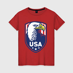Футболка хлопковая женская Орёл США, цвет: красный