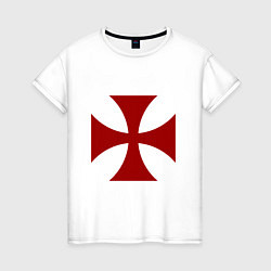 Футболка хлопковая женская Крест рыцарей тамплиеров, цвет: белый