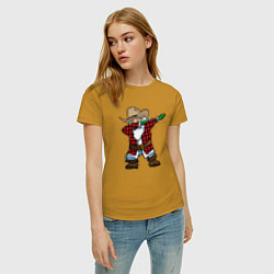 Футболка хлопковая женская Санта ковбой, цвет: горчичный — фото 2