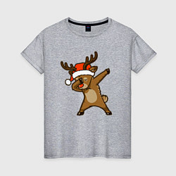 Футболка хлопковая женская Dabbing deer, цвет: меланж