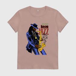 Футболка хлопковая женская Just love jazz, цвет: пыльно-розовый