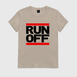 Футболка хлопковая женская Run off black, цвет: миндальный
