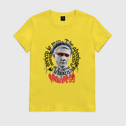 Футболка хлопковая женская Римский император Калигула с граффики, цвет: желтый
