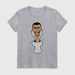 Футболка хлопковая женская Skibidi Toilet mad, цвет: меланж