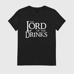Футболка хлопковая женская Повелитель напитков, цвет: черный