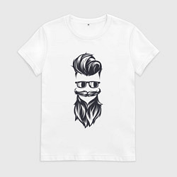 Футболка хлопковая женская Модный бородач, цвет: белый