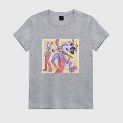 Футболка хлопковая женская Джекс Удивительный цифровой цирк, цвет: меланж