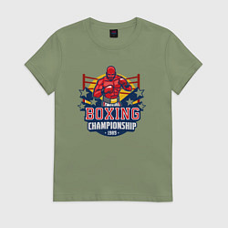 Футболка хлопковая женская Boxing championship, цвет: авокадо