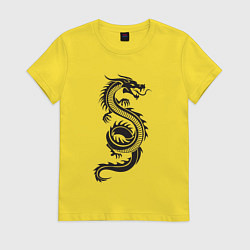Футболка хлопковая женская Дракон тату, цвет: желтый