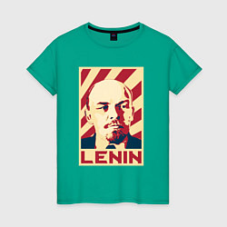 Футболка хлопковая женская Vladimir Lenin, цвет: зеленый