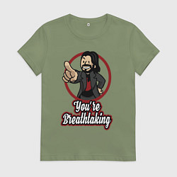 Футболка хлопковая женская Vault Keanu Reeves, цвет: авокадо