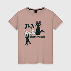 Футболка хлопковая женская Кот Дзи-Дзи, цвет: пыльно-розовый