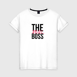 Футболка хлопковая женская The real boss, цвет: белый