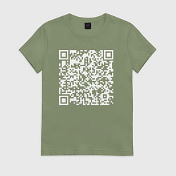 Футболка хлопковая женская Qr код на песню Never Gonna Give You Up, цвет: авокадо