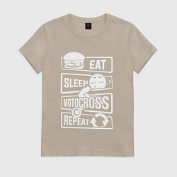 Женская футболка Еда сон мотокросс