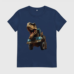 Футболка хлопковая женская Голова динозавра в тренде, цвет: тёмно-синий