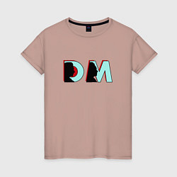 Футболка хлопковая женская Depeche Mode - DM logo, цвет: пыльно-розовый