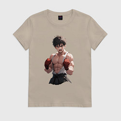 Футболка хлопковая женская Злой парень, цвет: миндальный