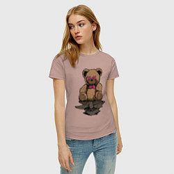 Футболка хлопковая женская Плюшевый медвежонок и его отражение, цвет: пыльно-розовый — фото 2