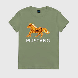 Футболка хлопковая женская Mustang firely art, цвет: авокадо